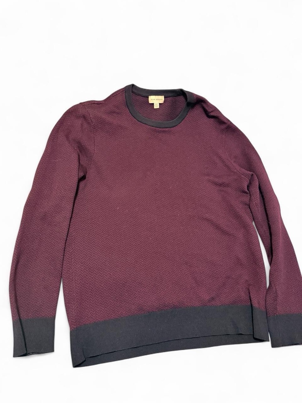 Club Monaco Plum Crewneck Sweater with Black Trim